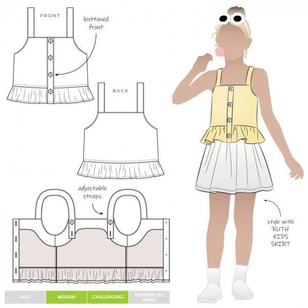 Style Arc Sewing Pattern Kids Kit Tank Top - Tops for Kids - Intermediate