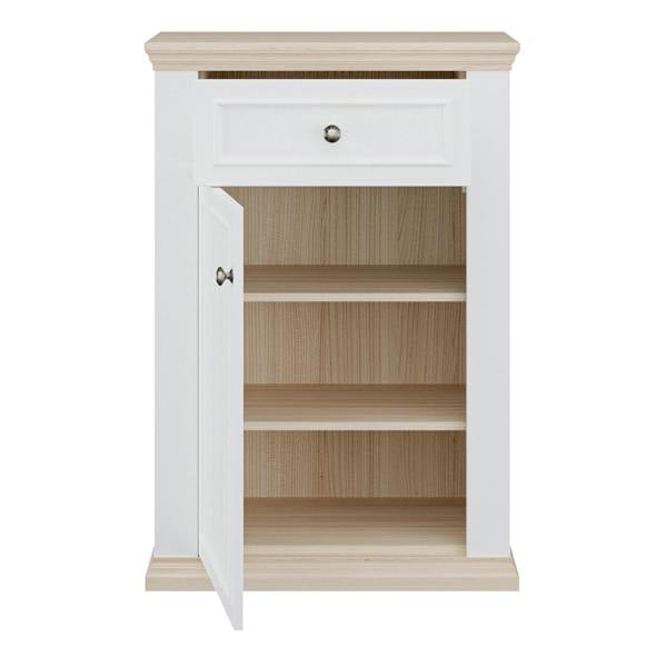 Furniture To Go Pontypool Shoe Cabinet with Drawer in White and a Riva Oak