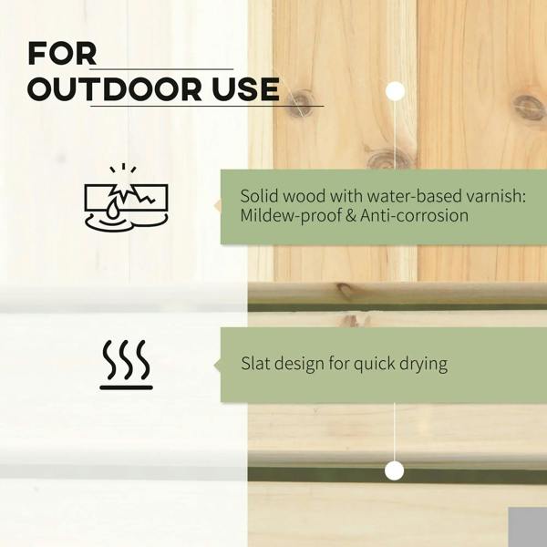 Natural wooden planter and bench with slatted design and water-based varnish detail
