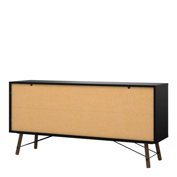 Wyld Haus Juno Black and Walnut Wood Sideboard 2 Doors 2 Drawers