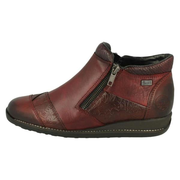 Rieker Ladies Rieker Floral Detailed Wedge Heeled Ankle Boots 44281