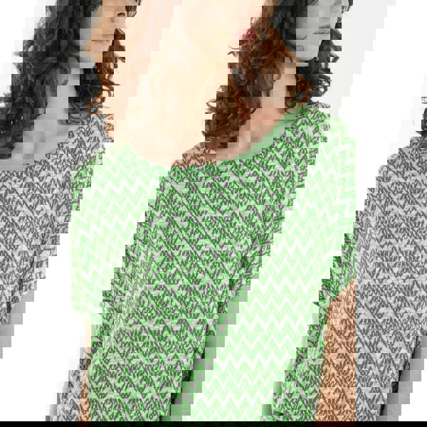 Blue Vanilla Zig Zag Batwing Top