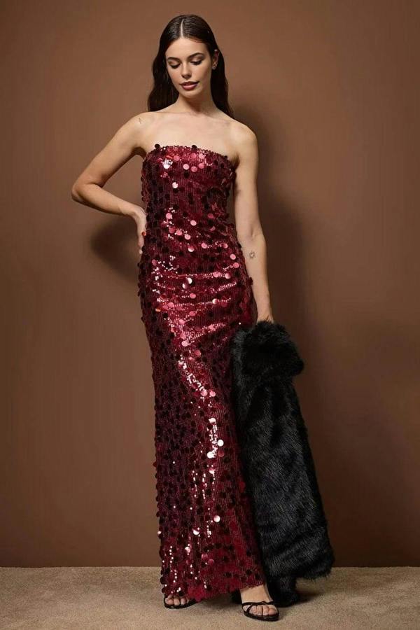 WOVCOR Sparkling Sequin Lined Evening Dress