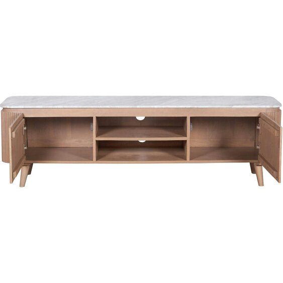 Wyld Haus Boston Natural Oak and Brown Marble 2 Door TV Unit