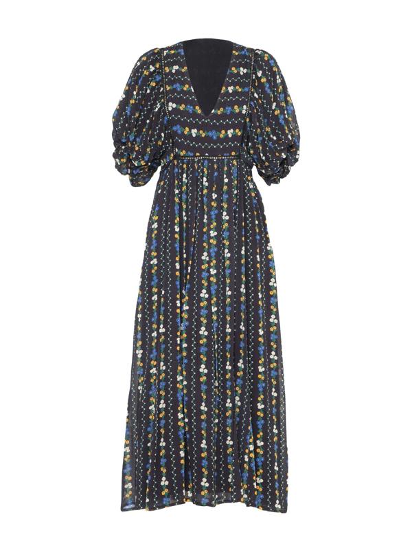 Rose & Nancy Kiri Black Floral Printed Maxi Dress