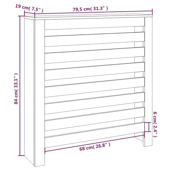 Berkfield Radiator Cover 79.5x19x84 cm Solid Wood Pine