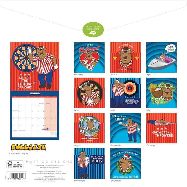 Bullseye Calendar 2027, Wall Calendars, Month To View, Entertainment, Gift