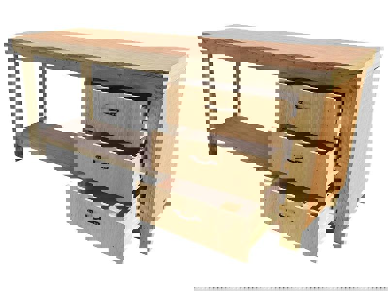 Arbor Garden Solutions Wooden Eucalyptus top tool cabinet workbench with storage shelf (V.7)