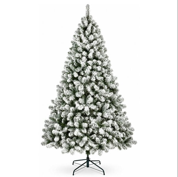Flocked Woodcote Spruce Christmas Tree 3m – Snow Effect Tree with 2230 Tips, Hinged Branches & Metal Stand