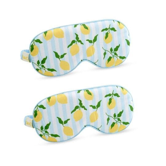 Satin Sleep Mask Twin Pack Sets - Various Designs - Lemon Stripe