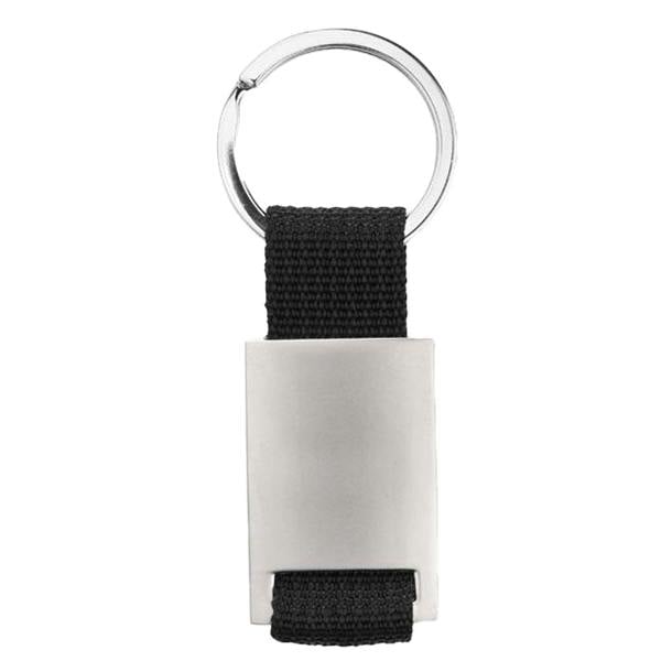 MidOcean Tech Rectangular Metal Keyring - Black/Silver - 