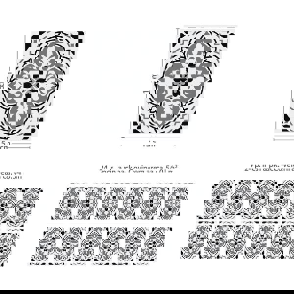 WALPLUS WT1540 - Seamless Antique Floral Tiles Design Wall Stickers Set 2 - 15 x 15 cm (6 x 6 inches) - 24 pcs