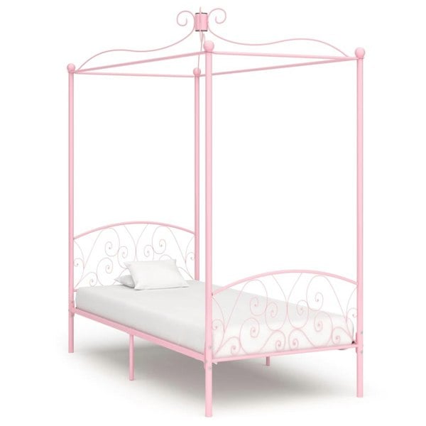 Berkfield Canopy Bed Frame Pink Metal 100x200 cm