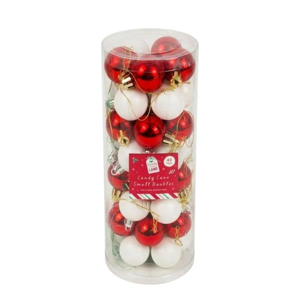 Garden Greatness 40 Pack Traditional Candy Cane Christmas Baubles