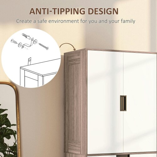Wyld Haus Coracasa White And Brown 2 Door Wardrobe With Hanging Rail and 3 Drawer Storage Unit