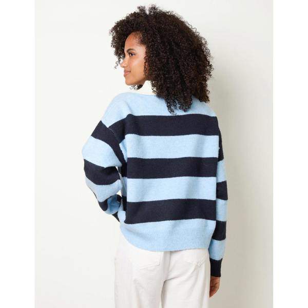 Blue Vanilla Stripe Knit Polo Jumper