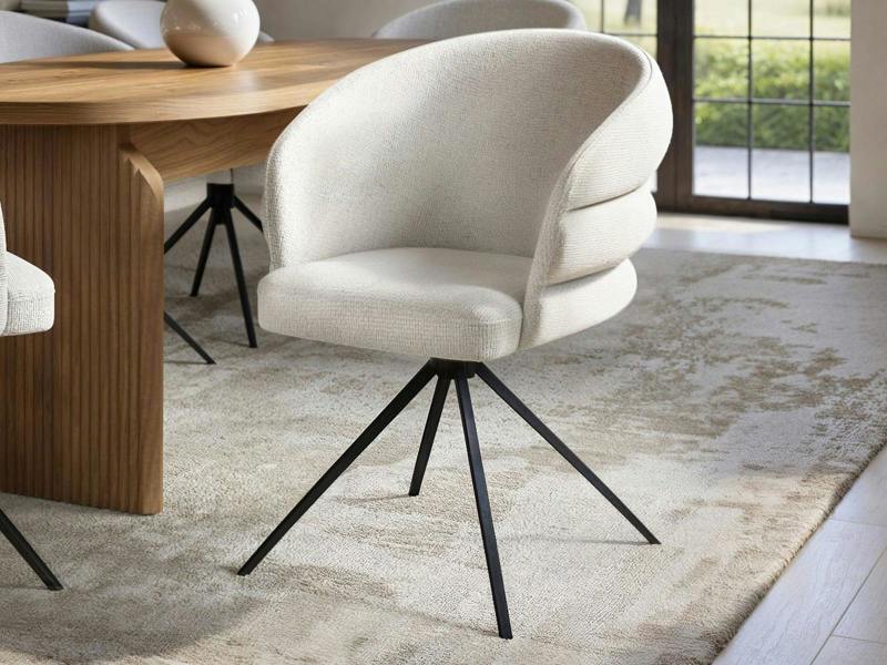 SOLACE+CO Eira Cream Swivel Dining Chair Set of 2