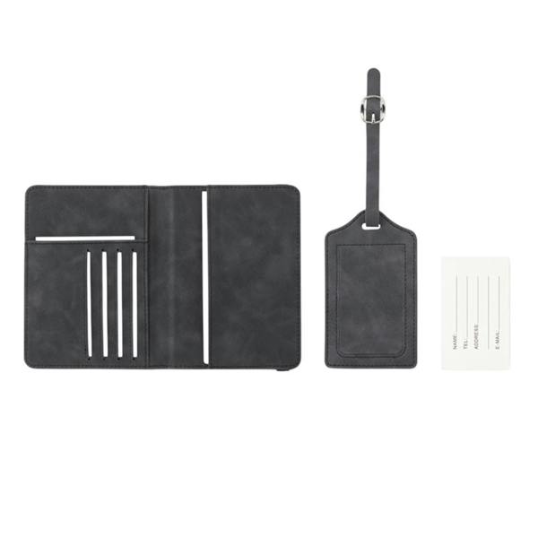 MidOcean Jettag Passport Holder and Luggage Tag Set - Stone Grey - 