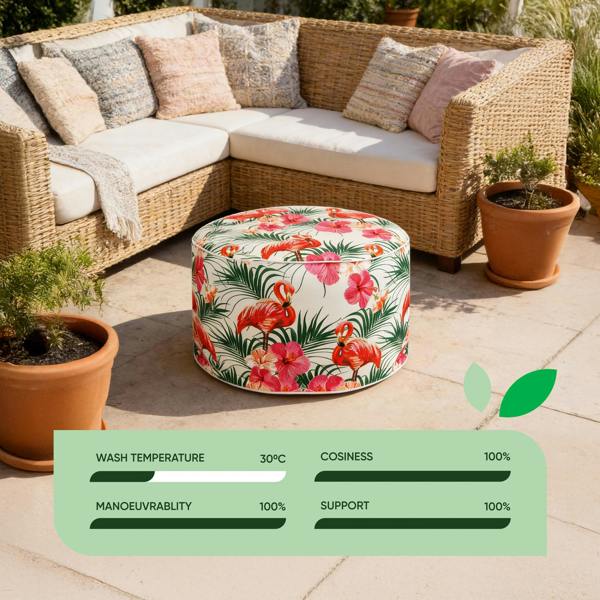 Gardenwize Outdoor Pouf Ottoman - Flamingo Inflatable Footstool