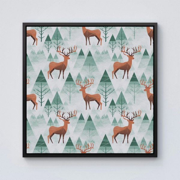 Warren Reed Reindeer On A Snowy Landscape Framed Canvas