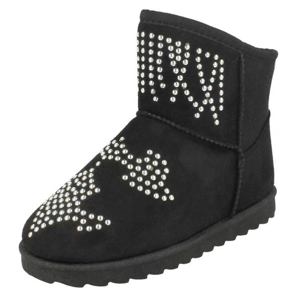 Spot On Girls Spot On Fleece Lined Studded Ankle Boots