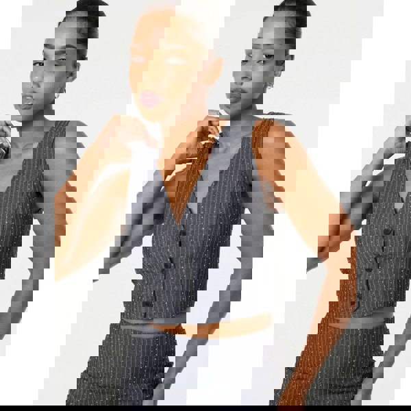 Pink Vanilla Diamante Pinstripe Waistcoat