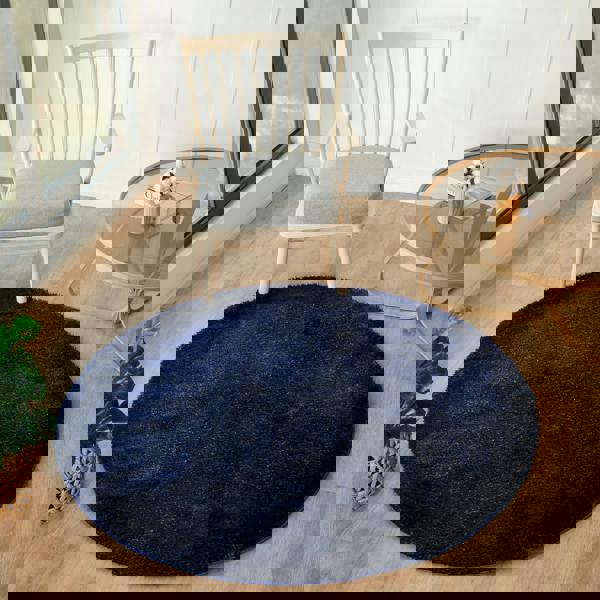 Livabliss Cloudy Shag-Solid Color Dark Blue Plush Soft Pile Rug