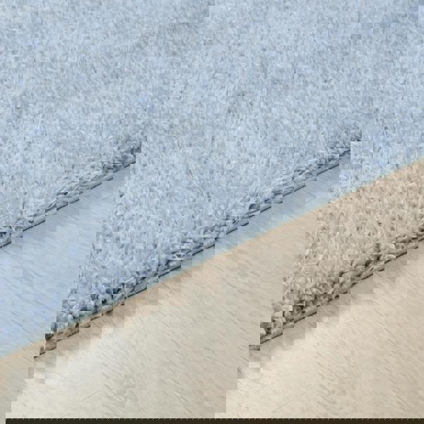 Livabliss Moda Shag-Solid Color Blue Plush Soft Pile Rug
