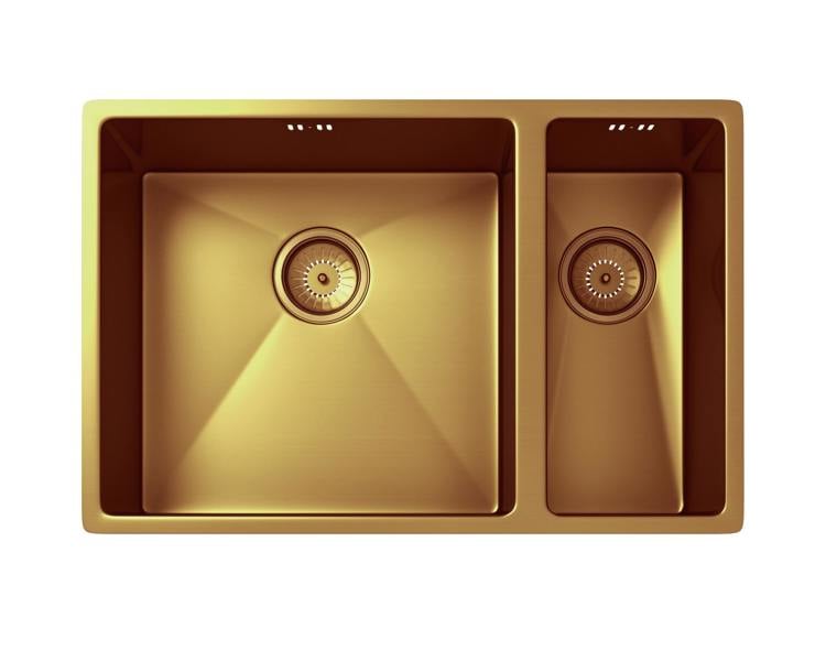 Flode Möckeln | 1.5 Bowl Stainless Steel Kitchen Sink | Inset or Undermounted | Strainer Wastes Supplied | Copper Finish