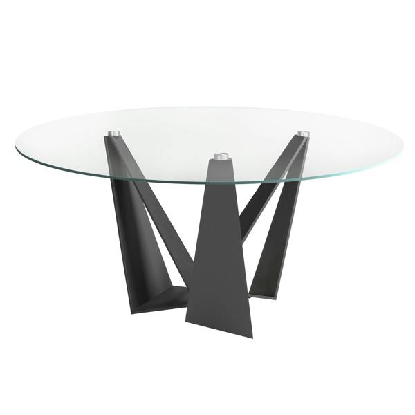 Angel Cerdá Round tempered glass and black steel dining table 1045