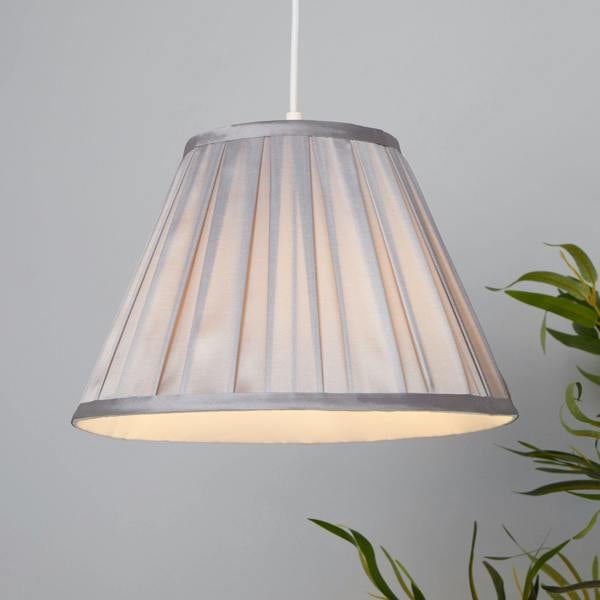 TAPER PLEAT SILK SHADE 30CM SILVER