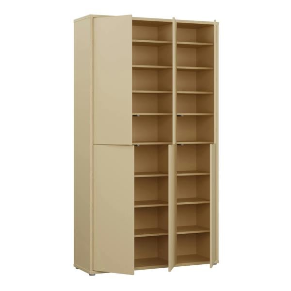 Furniture To Go Alice Springs Tall Shoe Cabinet with 6 Doors Push-to-Open in Butter Yellow