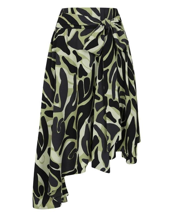 HotSquash Asymmetric Hem Skirt with Bow Ties