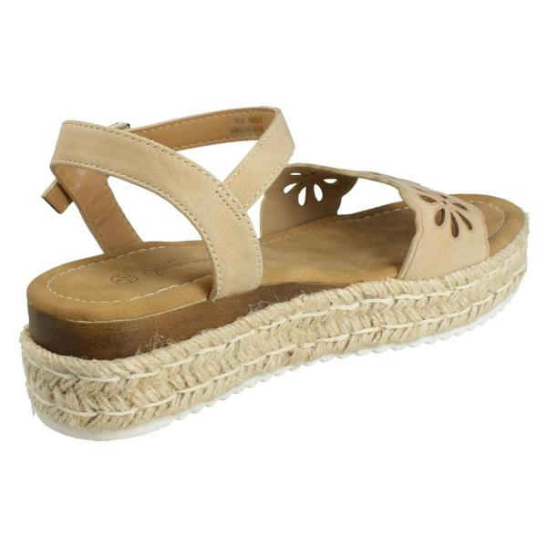 Savannah Ladies Mid Espadrille Wedge Ankle Strap Sandals F12096