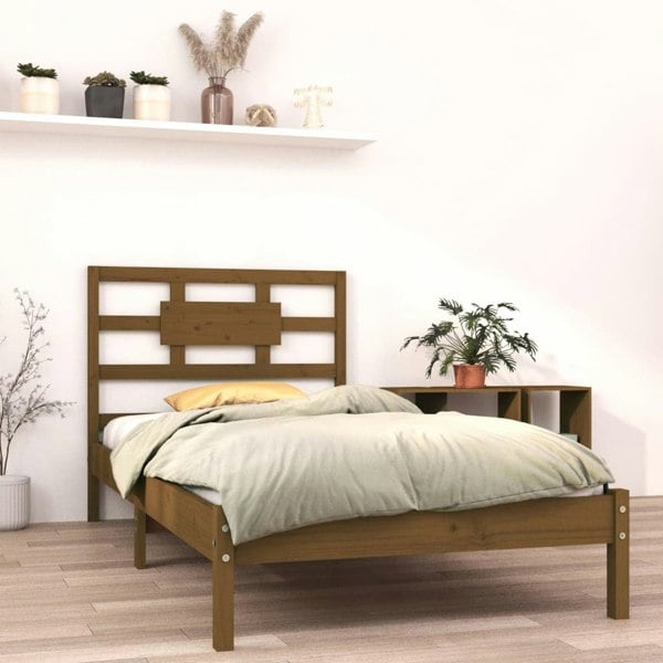 Berkfield Bed Frame Honey Brown Solid Wood 100x200 cm