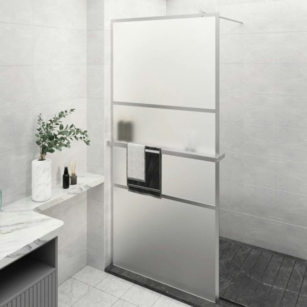 Berkfield Walk-in Shower Wall with Shelf Chrome 90x195 cm ESG Glass&Aluminium