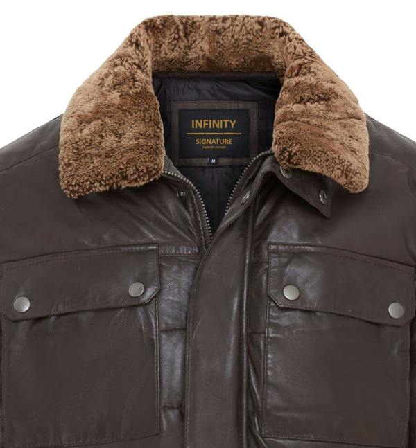 Infinity Leather Mens Leather Puffer Quilted Jacket - Farsund