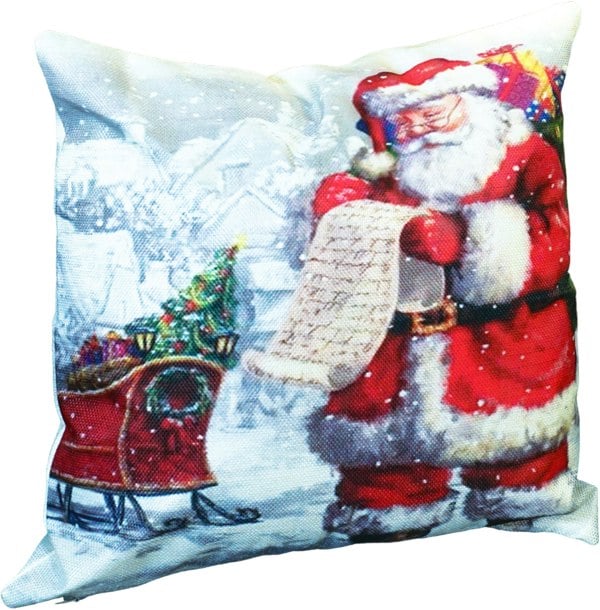 Xmas Haus Christmas Cushion, Santa & Sleigh (40x40cm)