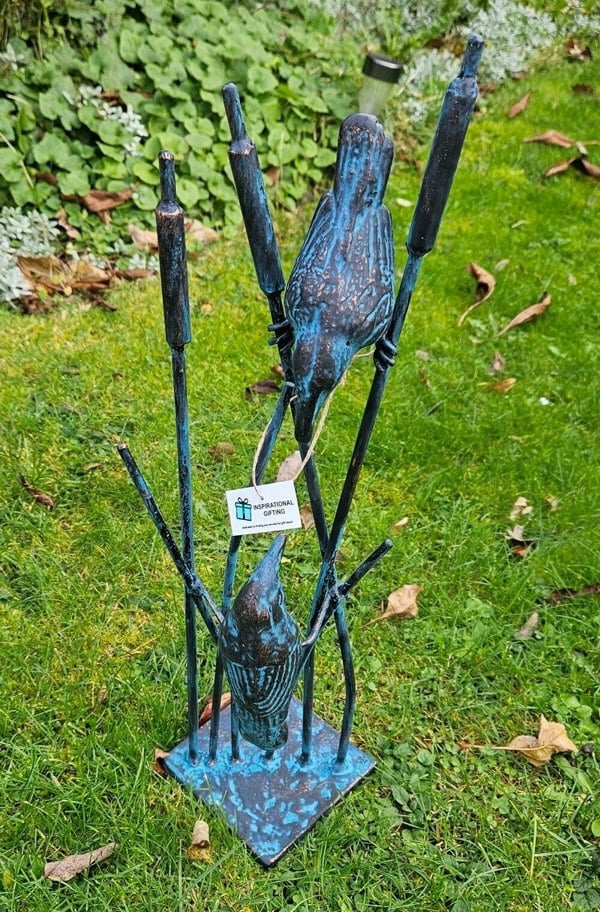 Inspirational Gifting Birds on Reeds Garden Sculpture Statue Ornament