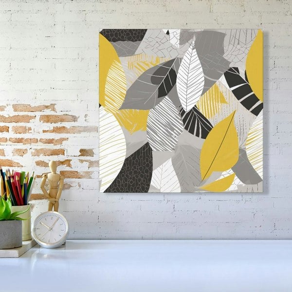 Warren Reed Grey Yellow Autumn Leaves Canvas