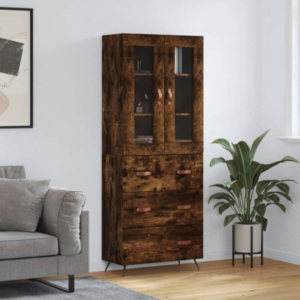 Berkfield Highboard Smoked Oak 69.5x34x180 cm Engineered Wood