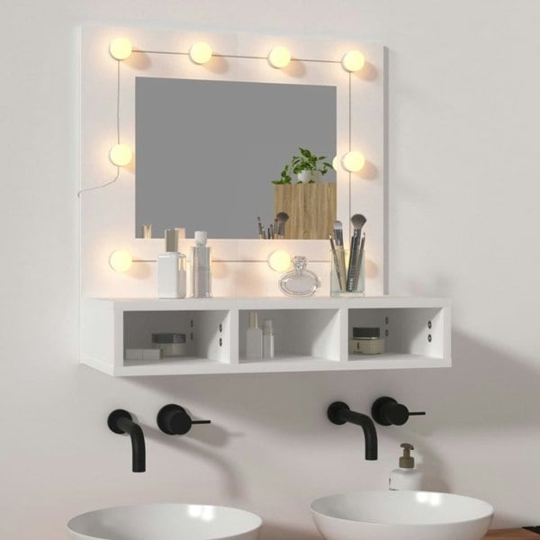 Berkfield Mirror Cabinet with LED White 60x31.5x62 cm