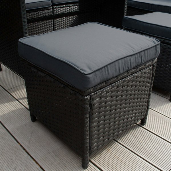 Jardi Rattan Corner Set & Cushion Storage Box - Black