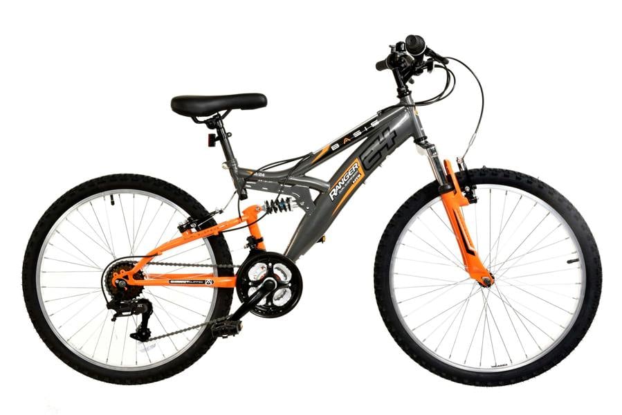 Basis Bikes Basis Ranger Junior Full Suspension Mountain Bike, 24" Wheel - Grey/Orange