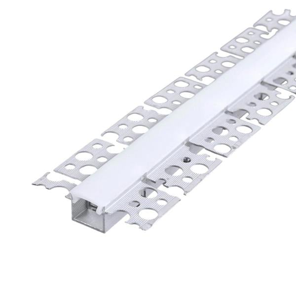 ENER-J 51.3mm x 12.5mm Recessed Plasterboard Trimless Aluminium LED Profile with Flange for Drywall - 2m Kit (1mm Thickness) (Pack of 4)