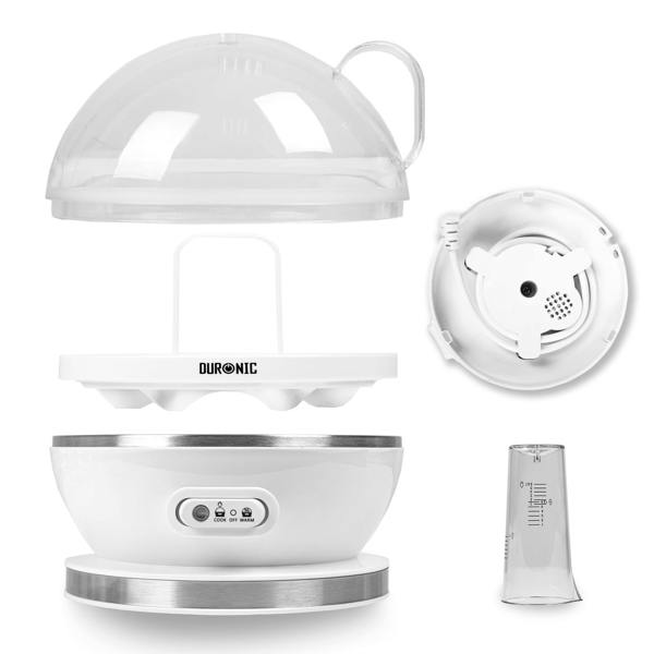 Duronic Electric Egg Boiler EB27 WE Steamer for Eggs 400W Automatic Egg Boiler Electronic Omelette Maker Poacher for 7 Soft, Medium & Hard Boiled Eggs