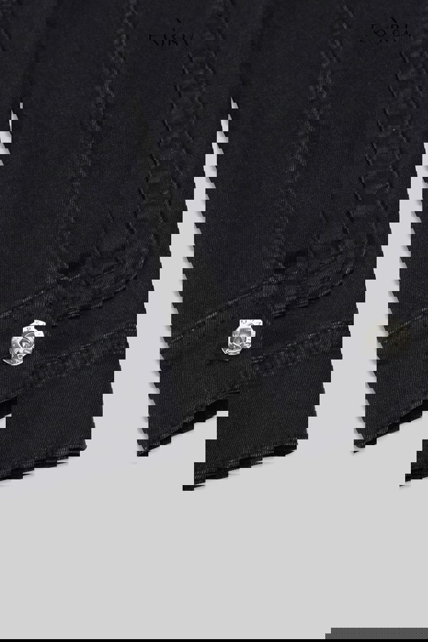 Mens Black Washed Black Denim Jacket