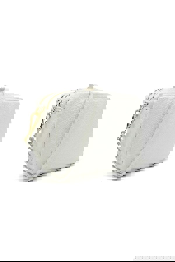 Pluspup Italian Genuine Leather Crossbody Bag with Double Zipper Compartments