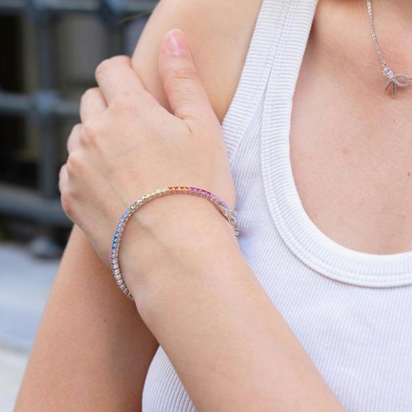 Spero London Sterling Silver Rainbow Tennis Bracelet