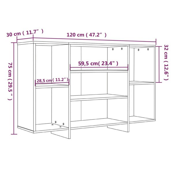 Berkfield Sideboard Smoked Oak 120x30x75 cm Engineered Wood